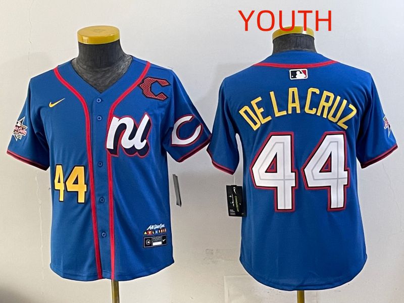 Youth 2025 Cincinnati Reds #44 De Lacruz Blue All star Nike MLB Jersey style 05->youth mlb jersey->Youth Jersey